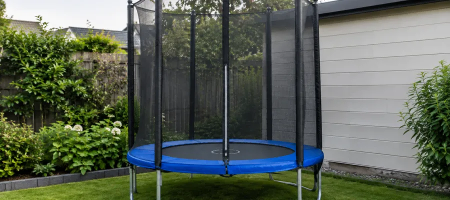 Gartentrampolin fuer kleine Gaerten: Platzsparende Modelle im Ueberblick