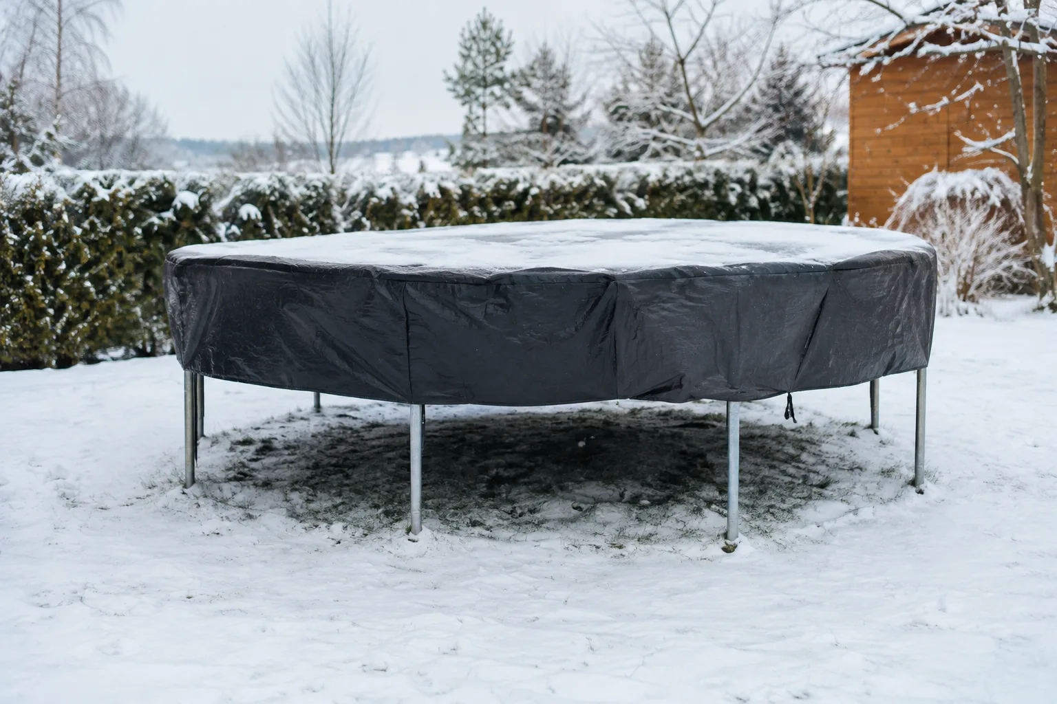 Trampolin im Winter lagern und vor Witterung schuetzen